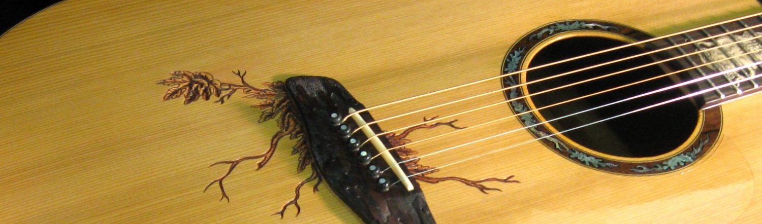 Close up of workmanship on Blueberry Guitars