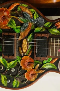 Blueberry Handmade Electric Cutaway Guitar Floral with Seymour Duncan Pickups