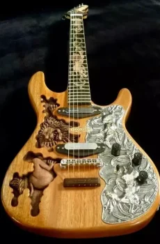 Blueberry Handmade Electric Guitar Lions Solid Silver PickGuard Pre-Order 90 Day