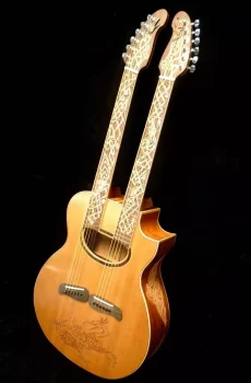 Blueberry Handmade Double Neck Acoustic Guitar Celtic FanFret Pre-Order 90 Days