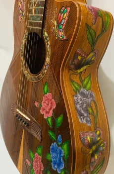 Blueberry Handmade Cutaway Parlor Size Acoustic Guitar Floral Pre-Order 90 Days