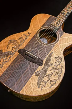 Blueberry Handmade Acoustic Grand Concert Guitar Eagle Motif Pre-Order 90 Days