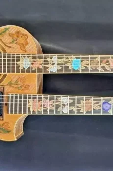 Blueberry Handmade Double Neck Acoustic Electric Guitar Floral Pre-Order 90 Days