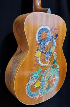 Blueberry Handmade Grand Concert Acoustic Guitar Dragon Motif Pre-Order 90 Days