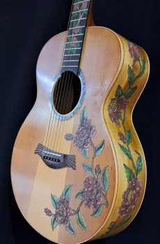 Blueberry Handmade Grand Concert Acoustic Guitar Floral Motif Pre-Order 90 Days
