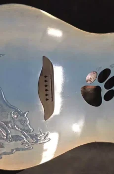 Blueberry Handmade Grand Concert Acoustic Guitar Wolf Motif Pre-Order 90 Da