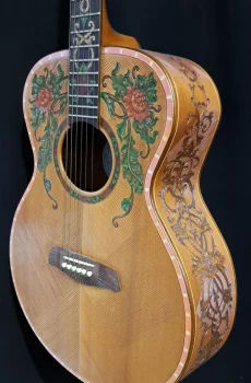 Blueberry Handmade Grand Concert Acoustic Guitar Floral Motif Pre-Order 90 Days