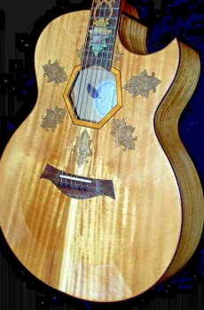 Blueberry Handmade Grand Concert Acoustic Guitar Floral Motif Pre-Order 90 Days