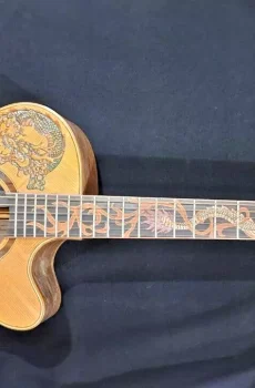Blueberry Handmade Grand Concert Acoustic Guitar Dragon Motif Pre-Order 90 Days