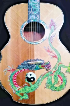 Blueberry Handmade Acoustic Grand Concert Guitar Dragon Motif Pre-Order 90 Days