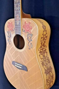 Blueberry Handmade Acoustic Dreadnought Guitar Floral Motif Pre-Order 90 Days