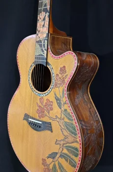 Blueberry Handmade Grand Concert Size Cutaway Acoustic Guitar Floral