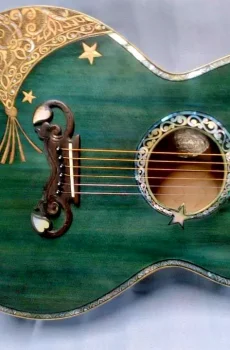 Blueberry Handmade Grand Concert Acoustic Guitar Caravan Motif Pre-Order 90 Da