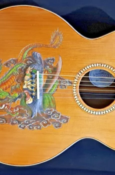 Blueberry Handmade Grand Concert Acoustic Guitar Dragon Motif Pre-Order 90 days