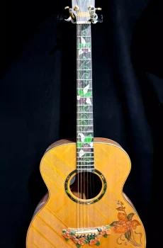 Blueberry Handmade Grand Concert Acoustic Guitar Floral Motif - Preorder 90 Days