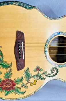Blueberry Handmade Acoustic Guitar Grand Concert Birds & Floral Preorder 90 Days