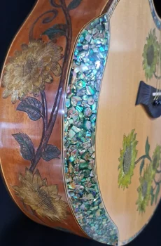 Blueberry Handmade Grand Concert Acoustic Guitar Yellow Flowers Pre-Order 90 Day