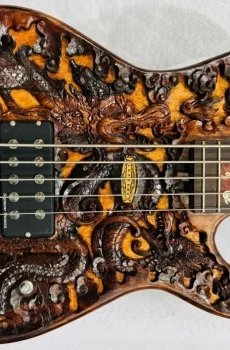 Blueberry Handmade Five String Electric Bass Guitar Dragon Pre-Order 90 Days