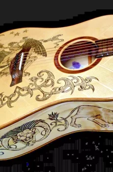 Blueberry Handmade Dreadnought Acoustic Guitar Devil Motif Pre-Order 90 Days