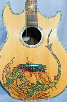 Blueberry Handmade Baritone Acoustic Guitar Dragon Built to Order in 90 Days