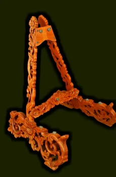 Blueberry Handmade Carved Wood Guitar Stand Floral Pre-Order 60 Day Delivery