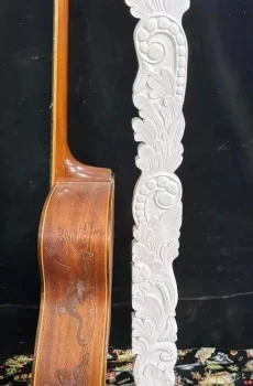 Blueberry Handmade Carved Wood Guitar Stand Floral Pre-Order 60 Day Delivery