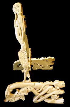 Blueberry Handmade Carved Wood Guitar Stand Humanoid Pre-Order 60 Day Delive