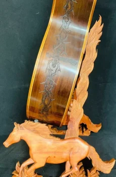 Blueberry Handmade Carved Wood Guitar Stand Horses Pre-Order 60 Day Delivery