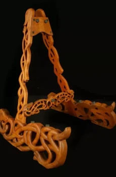 Blueberry Handmade Carved Wood Guitar Stand Celtic Pre-Order 60 Day Delivery