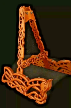 Blueberry Handmade Carved Wood Guitar Stand Celtic Fox Pre-Order 60 Day Delivery