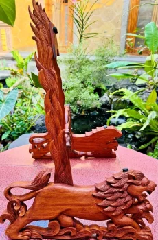 Blueberry Handmade Carved Wood Guitar Stand Lions Pre-Order 60 Day Deliver