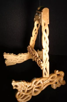 Blueberry Handmade Carved Wood Guitar Stand Celtic Lion Pre-Order 60 Days