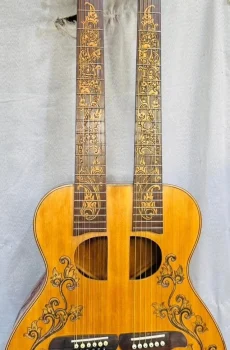 Blueberry Handmade Double Neck Acoustic Guitar Floral Motif Pre-Order 90 Days