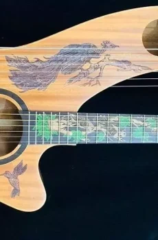 Blueberry Handmade Harp Guitar Bird Motif All Mahogany Pre-Order 90 Days