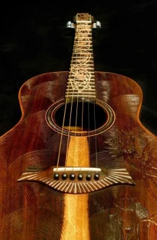 Parlor Size Acoustic Guitar Dragon Motif Handmade by Blueberry Pre-Order 90 Days