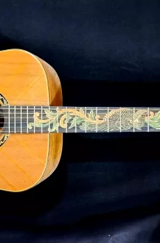 Blueberry Handmade Acoustic Dreadnought Guitar Owl Motif Pre-Order 90 Days