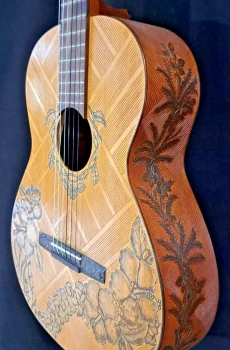 Blueberry Handmade Classical Nylon String Guitar Floral Motif Pre-Order 90 Days