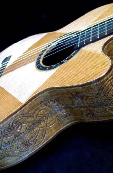 Blueberry Handmade Classical Nylon String Cutaway Guitar Floral Pre-Order 90 Day