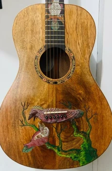 Blueberry Handmade Parlor Size Acoustic Guitar Bird Motif Pre-Order 90 Days