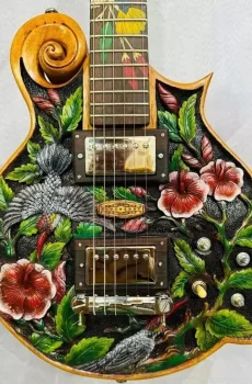 Blueberry Handmade Electric Guitar Floral Motif Seymour Duncan Pre-Order 90 Days