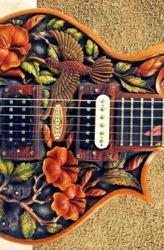 Blueberry Handmade Electric Guitar Floral Motif Seymour Duncan Pre-Order 90 Days